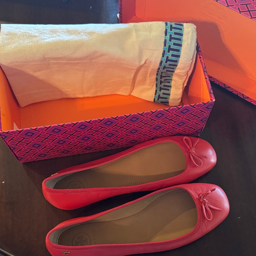 Tory Burch Red Leather Flats